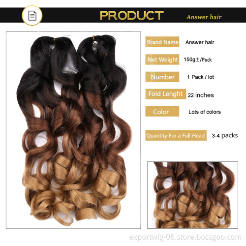 Loose Body Wave Crochet Braids Hair  Wholesale 22 inch 150g Synthetic Ombre Silky Spiral Curl Wavy Braiding Hair extension